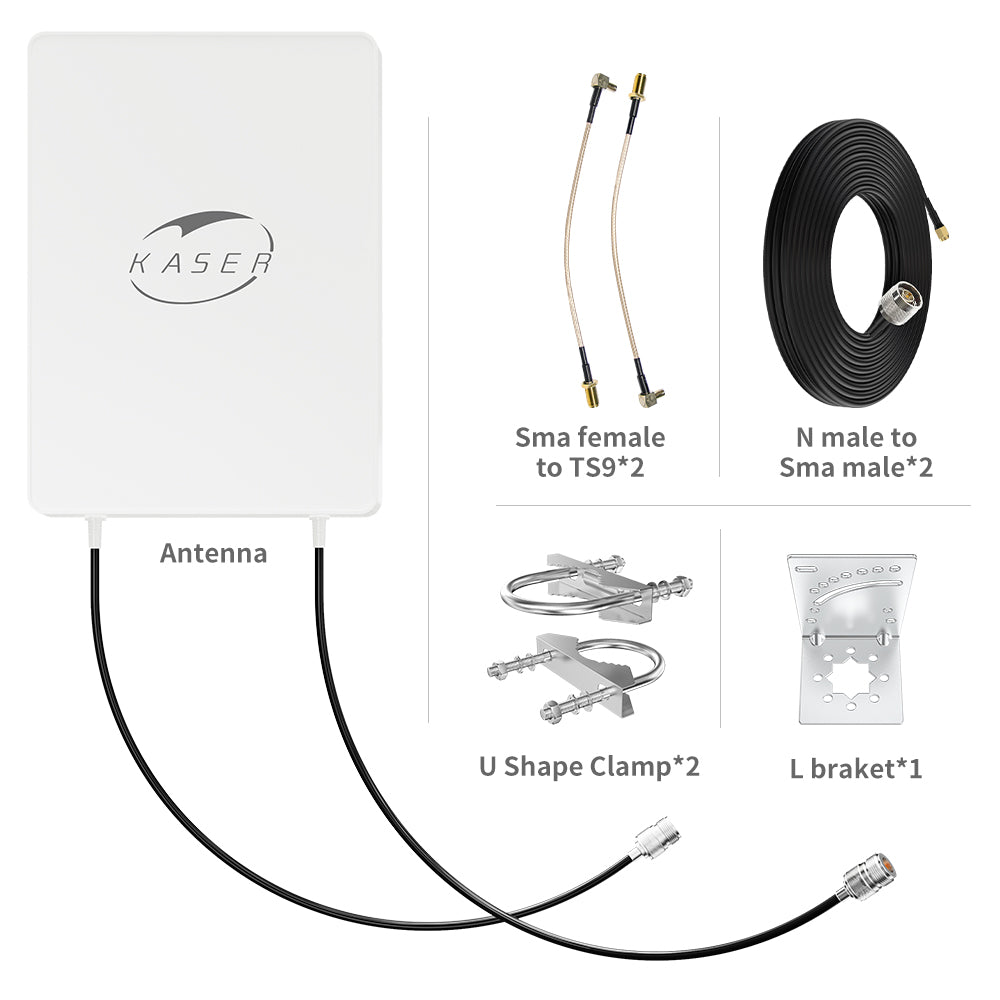 <tc>KASER 5G Antenna External Panel Mimo N78 3300-3800 MHz Gain up to 15 dBi 10M cables – V4</tc>