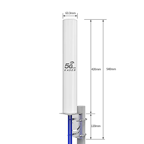 KASER 5G 4G LTE External Antenna Mimo Omnidirectional 698-2700/3300-3800 MHz Gain up to 12 dBi 10M cables