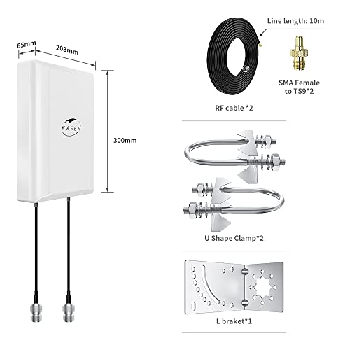 kaser antenna 5g 4g lte pannello esterno mimo 698-2700 | 3300-3800 mhz guadagno fino 12 dbi cavi a bassa perdita da 10m