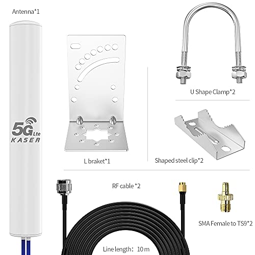 KASER 5G 4G LTE External Antenna Mimo Omnidirectional 698-2700/3300-3800 MHz Gain up to 12 dBi 10M cables